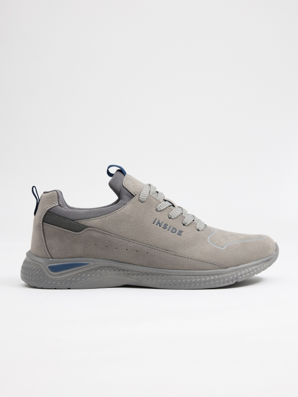 Casual gray leather effect trainers grey