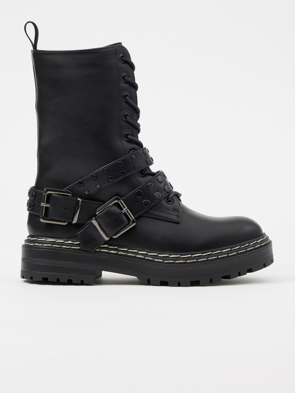 Ankle boot with studded straps black