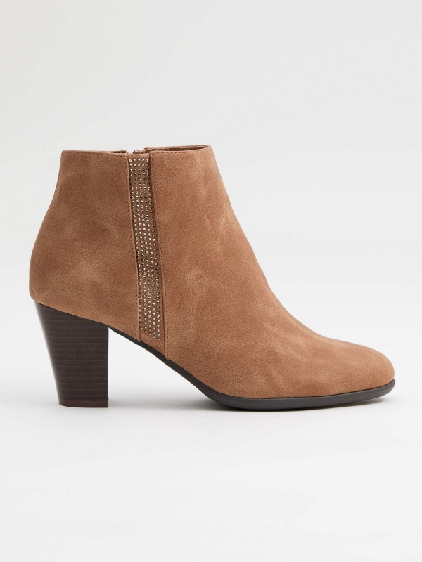 Camel leather effect ankle boots beige