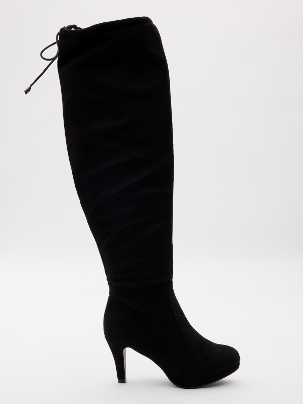 High heel boot suede effect black