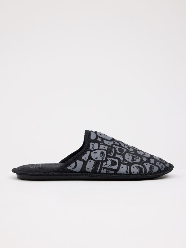 Printed slippers black middle front view