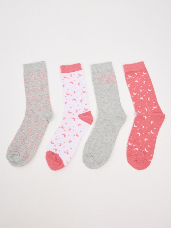 Pack of 4 printed mid-calf socks multicolor front view