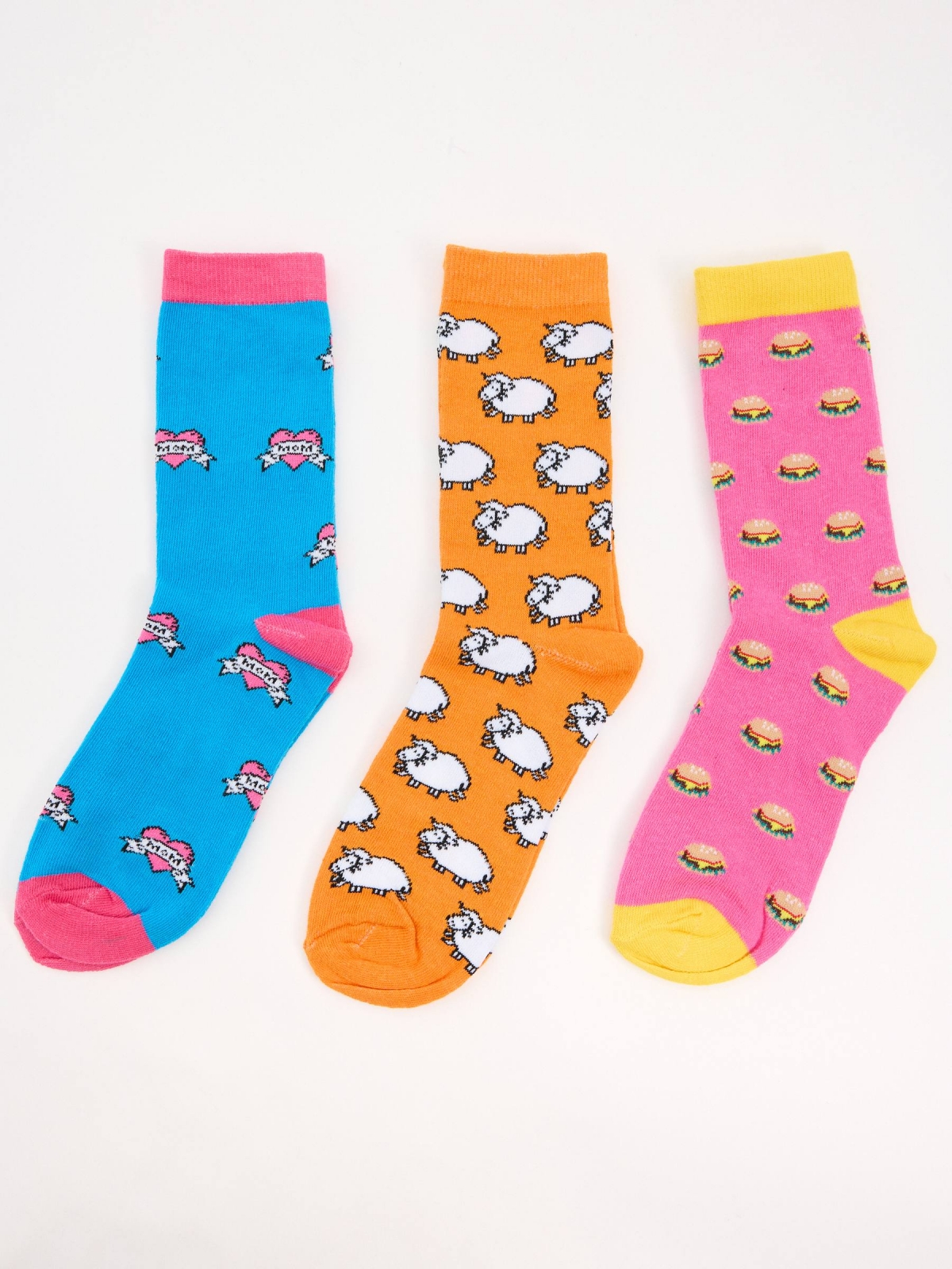 Pack of 3 fantasy print socks multicolor front view
