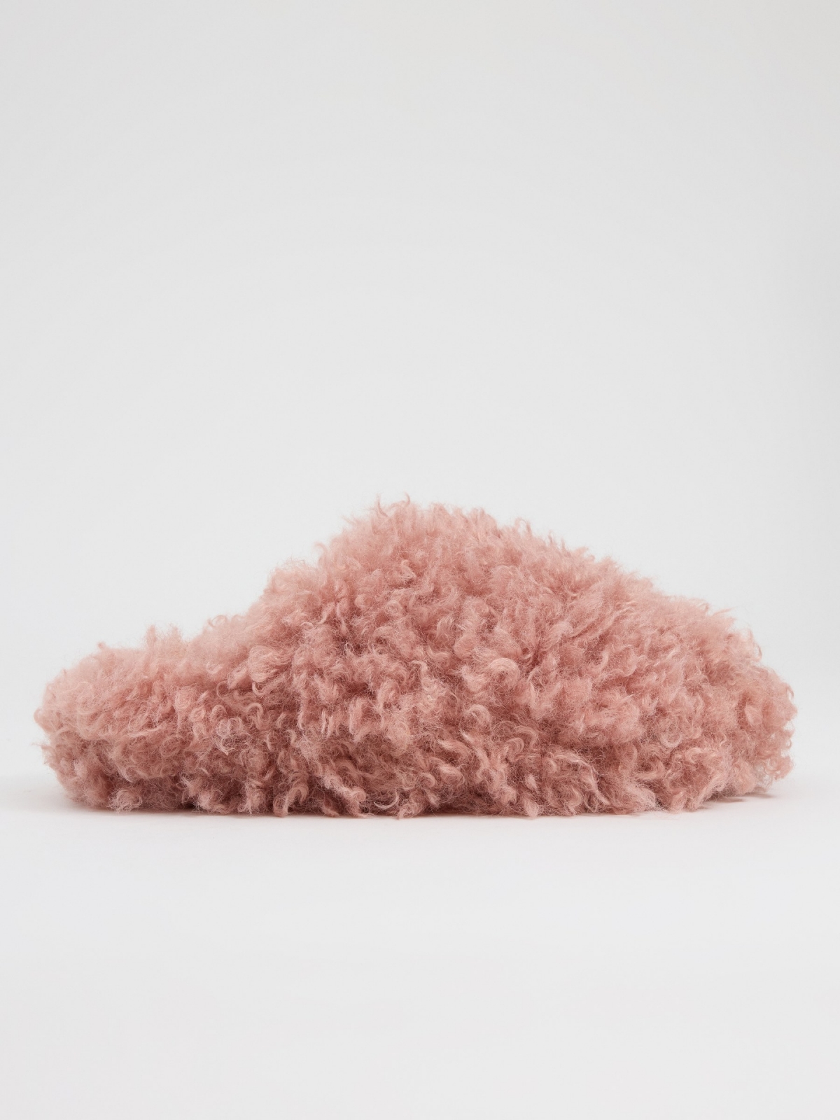 Fluffy home slippers pink middle front view
