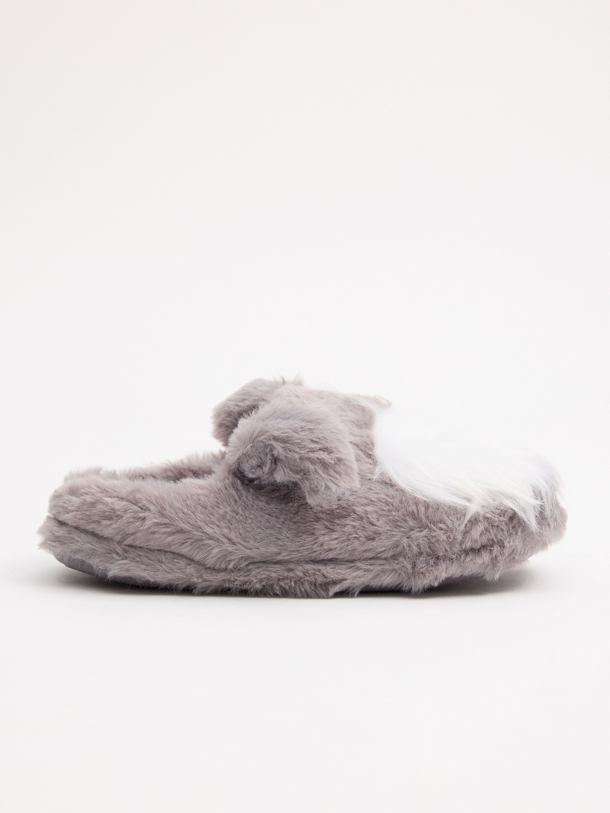 House slippers doggy grey middle front view