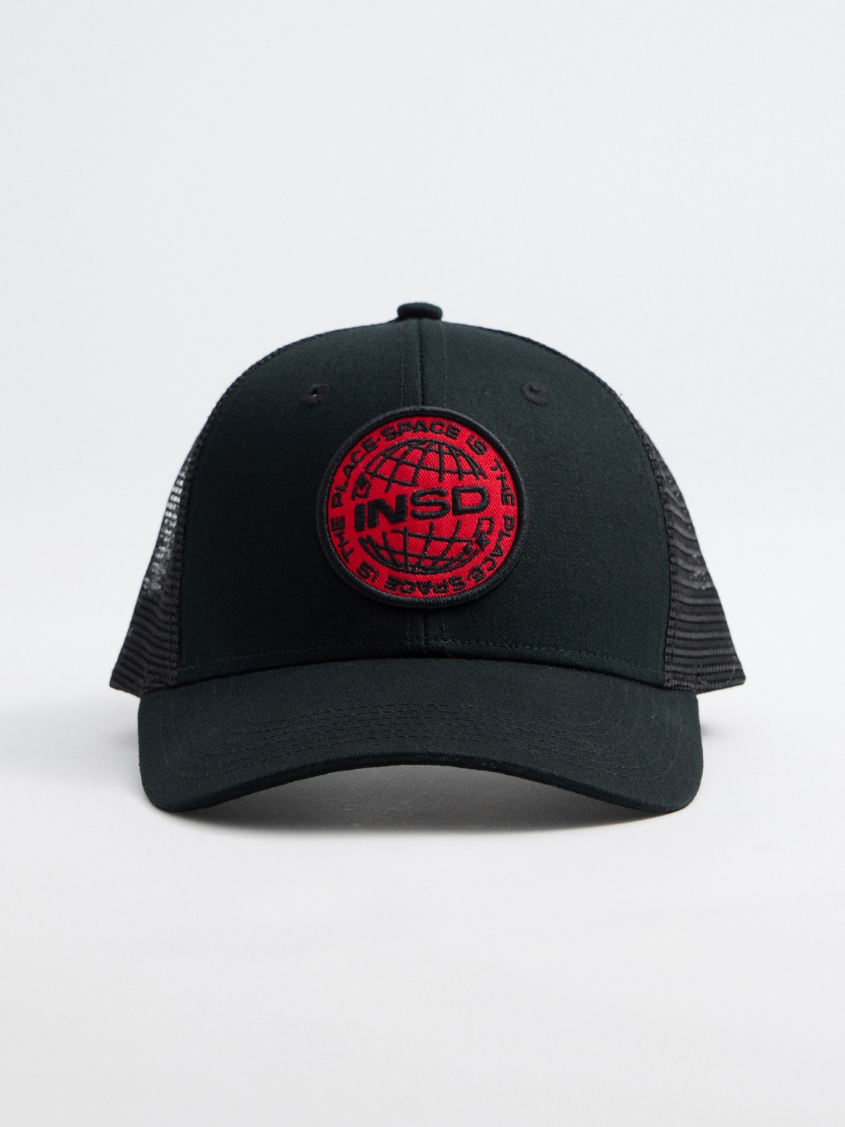 Embroidered patch cap black