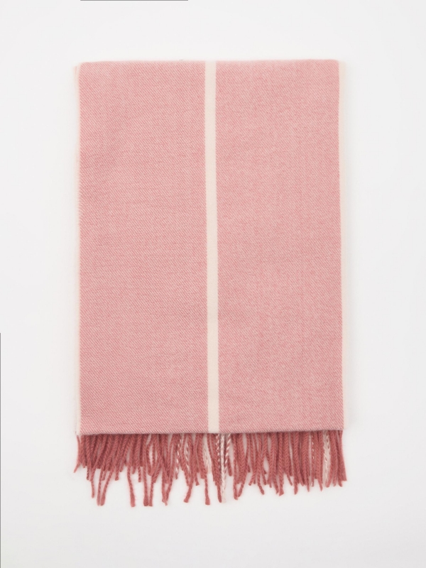 Scarf with white line pink rolled view