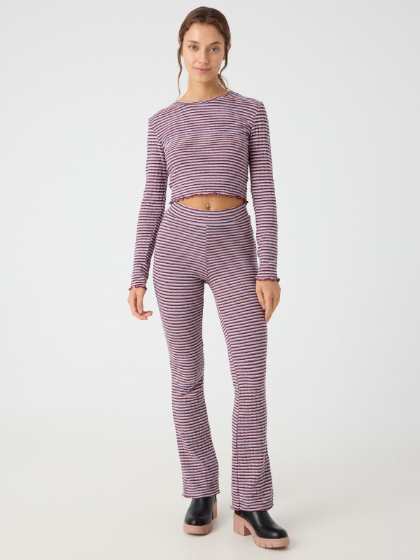Striped flared pants multicolor front view
