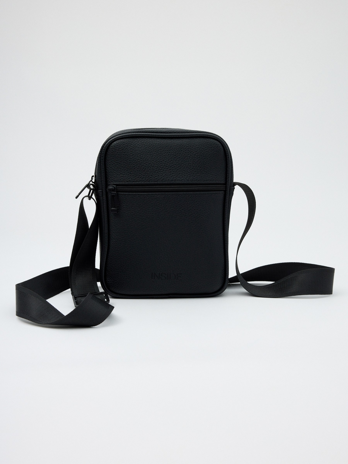 Black eco-leather crossbody bag