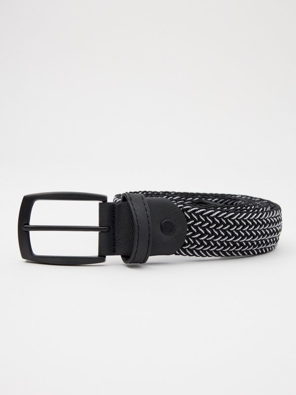 Elastic braided belt rolled view