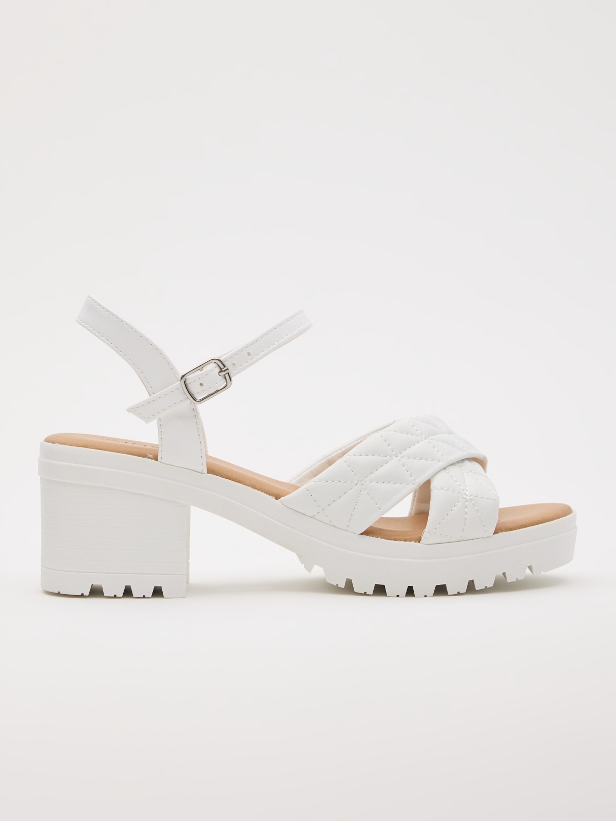 Sandal with crossed platform white