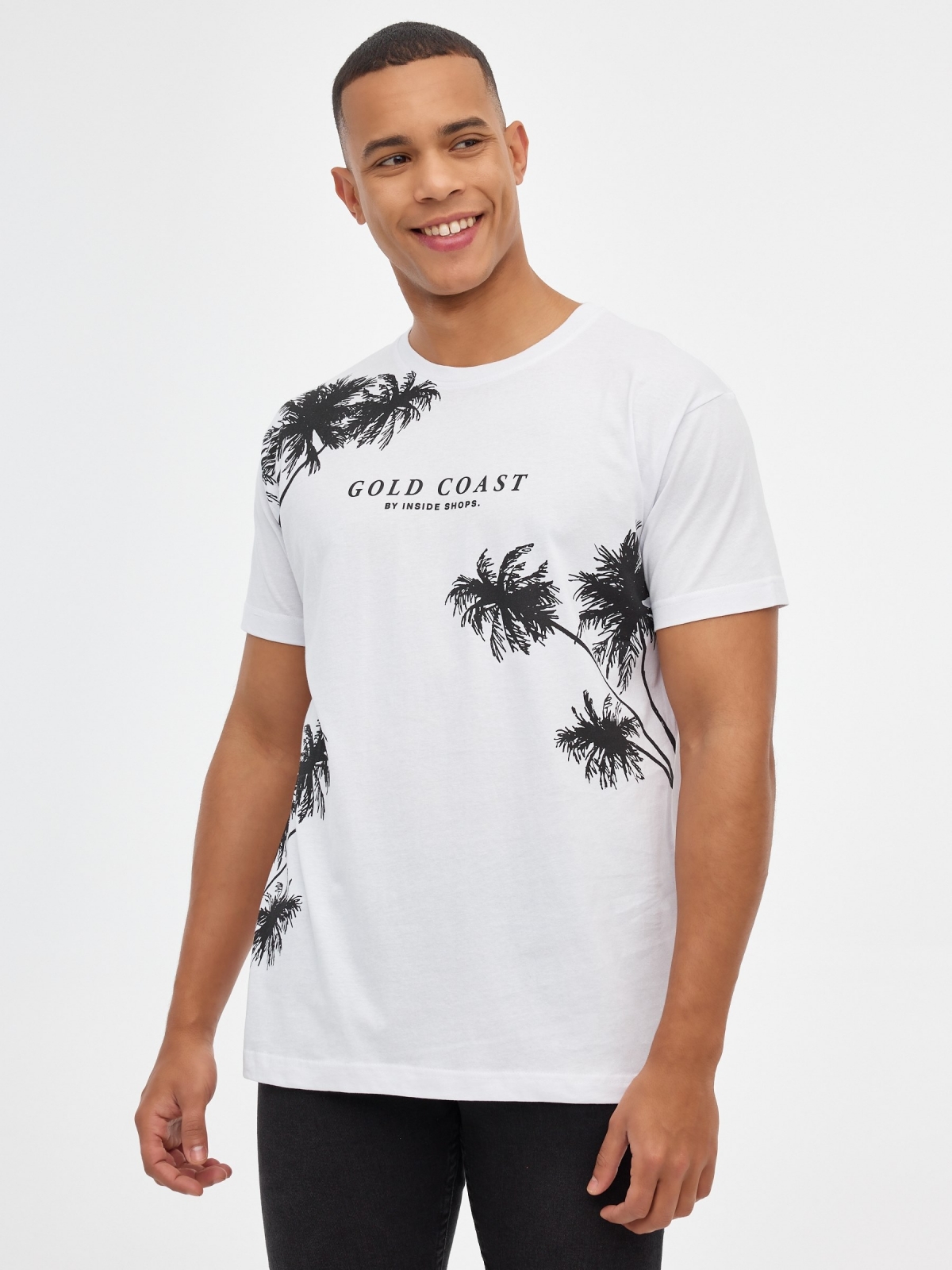 T-shirt da Costa de Ouro branco vista meia frontal
