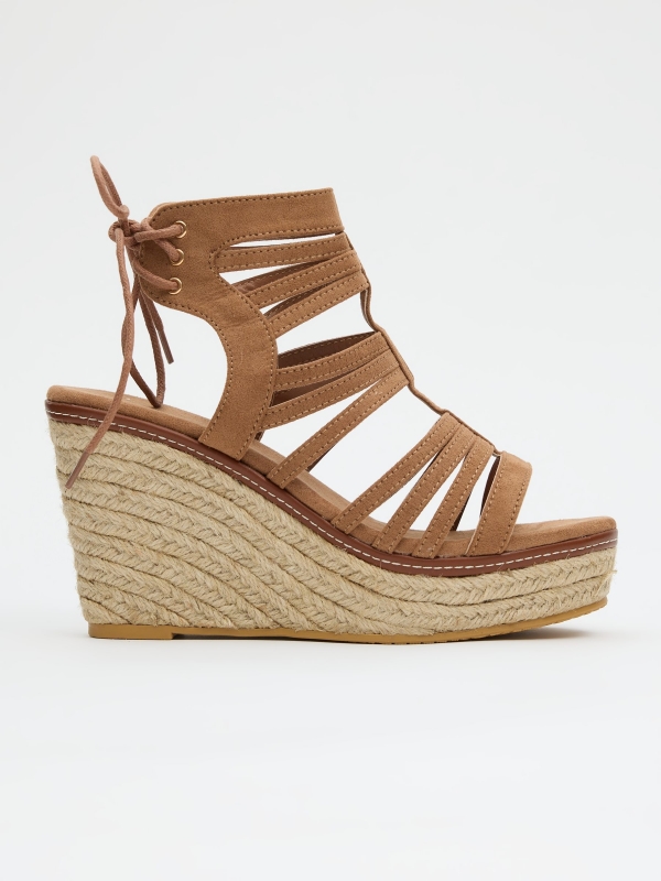 Miltiras wedge with lace earth brown