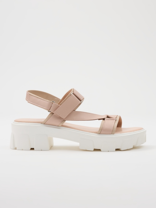 Platform sandal with straps nude pink
