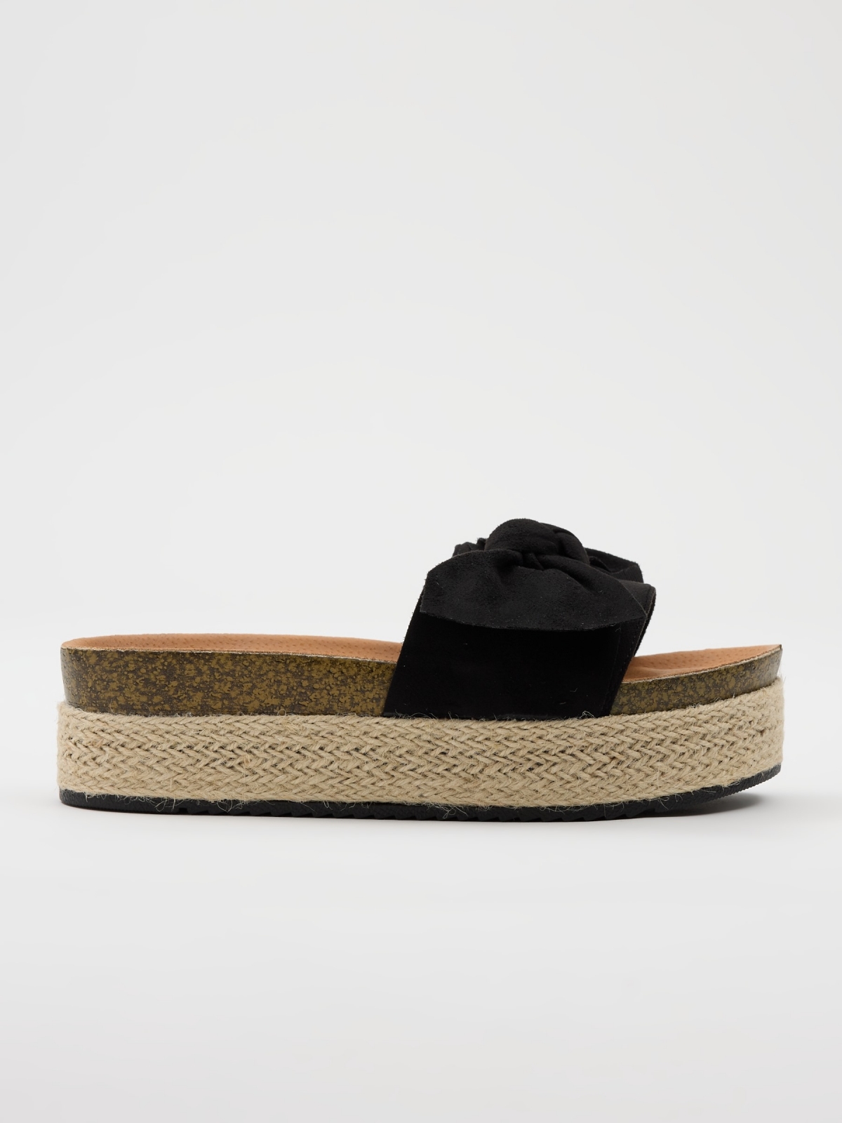 Platform sandal with knot black/beige