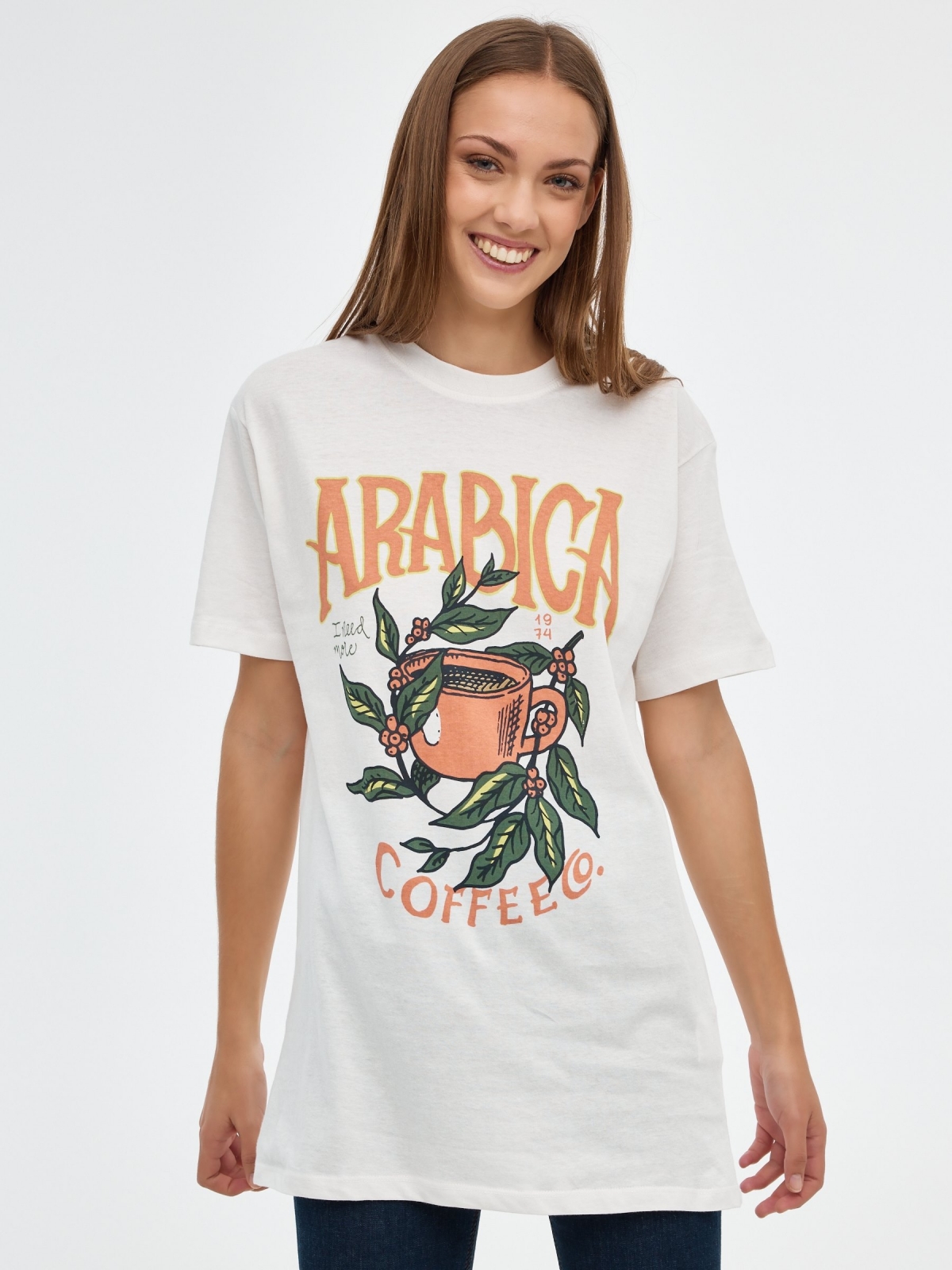Arabica oversized T-shirt off white middle front view