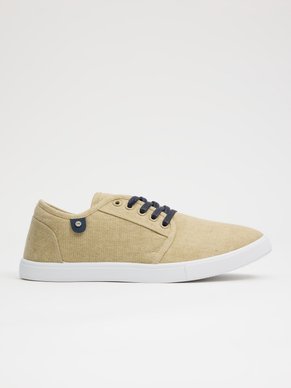 Washed effect canvas sneaker sand
