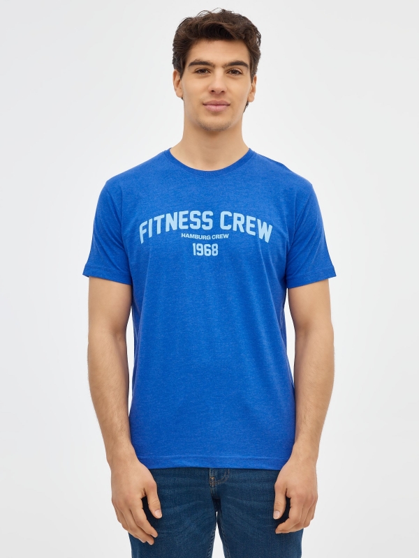 Fitness Crew T-Shirt electric blue middle front view