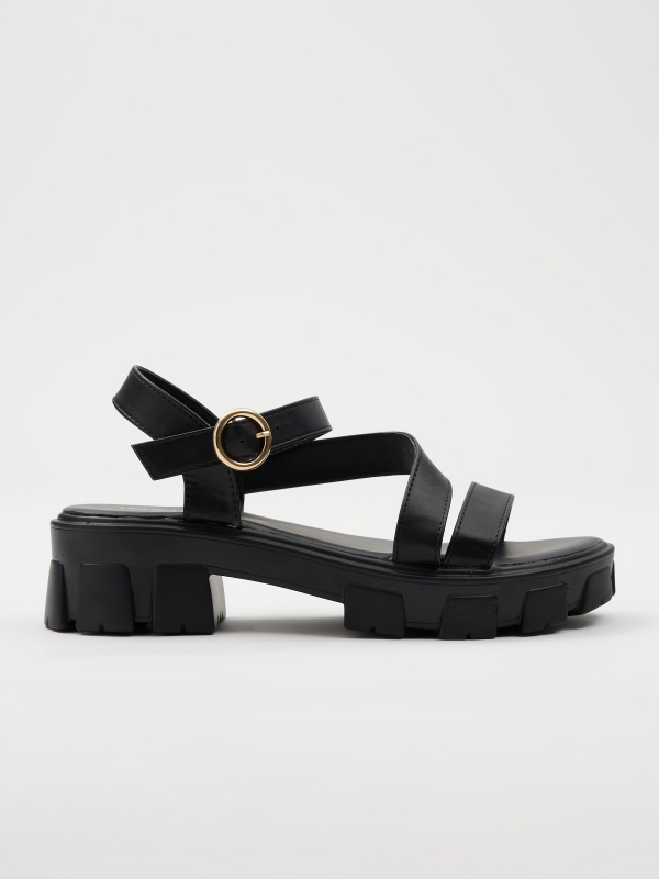 Platform sandal with heels black