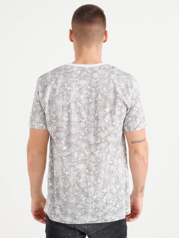 Snake print t-shirt white middle back view