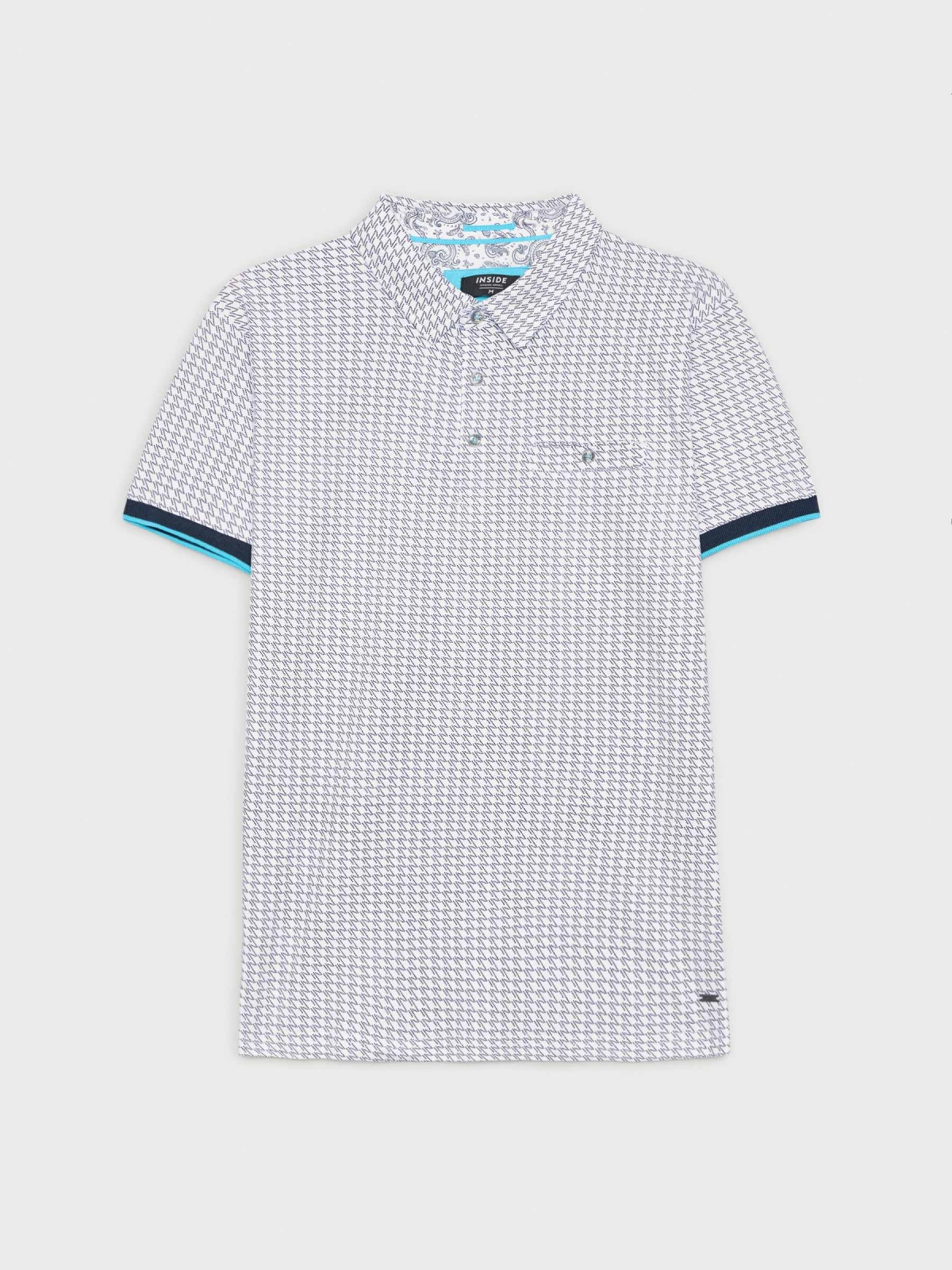  Printed polo shirt with button pocket navy