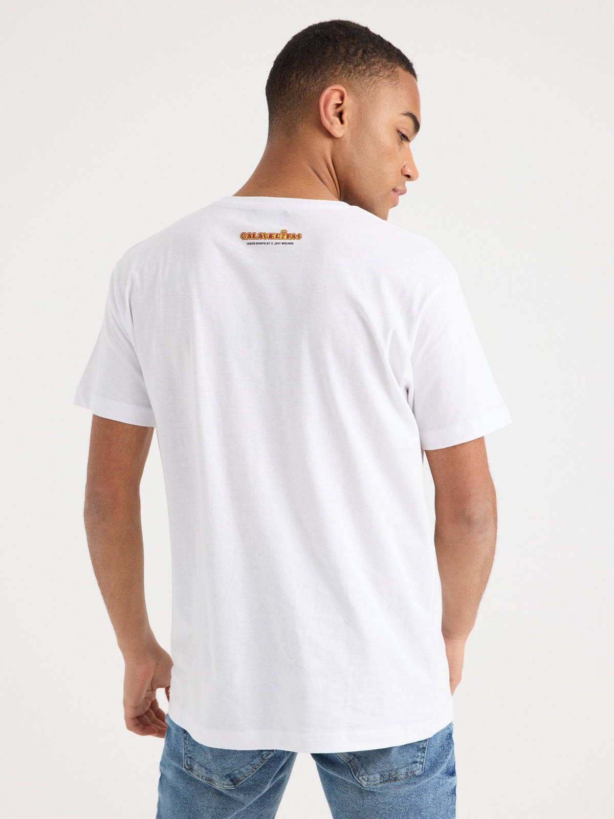 T-shirt Calaveritas Magics branco vista meia traseira