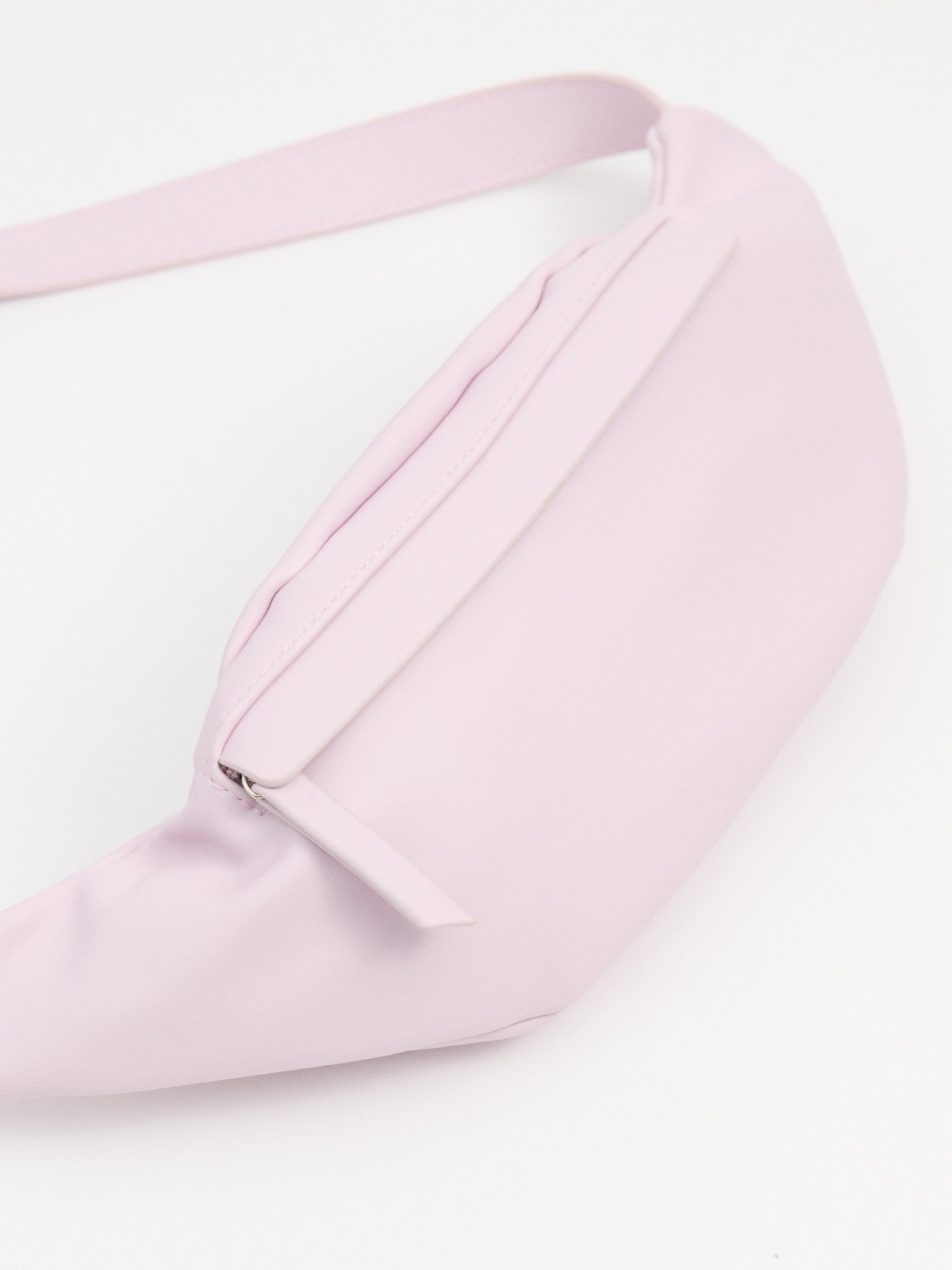 Pink faux leather fanny pack light pink back view