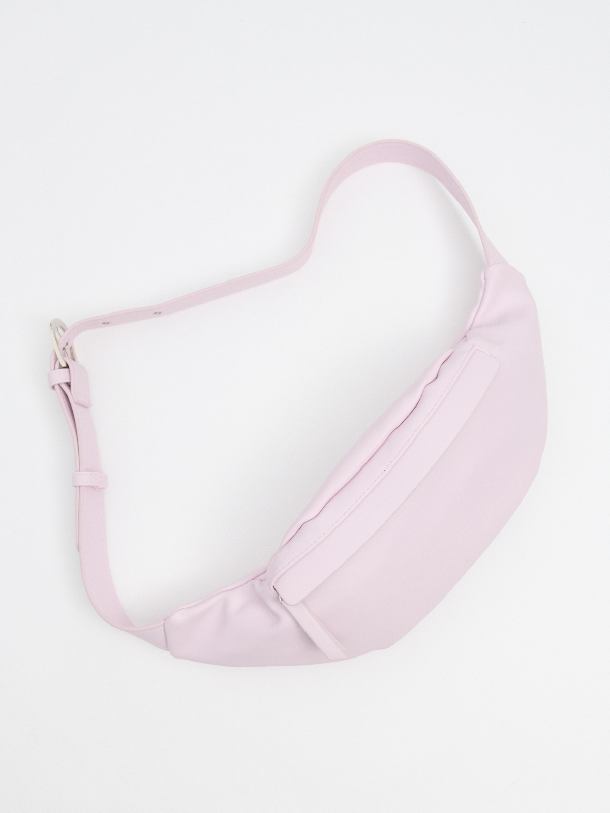 Pink faux leather fanny pack light pink 45º side view