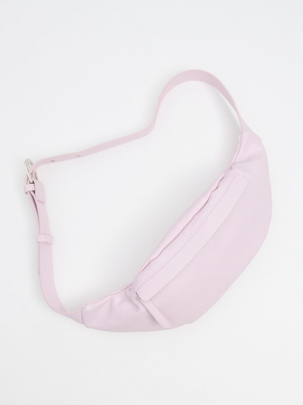 Pink faux leather fanny pack light pink 45º side view