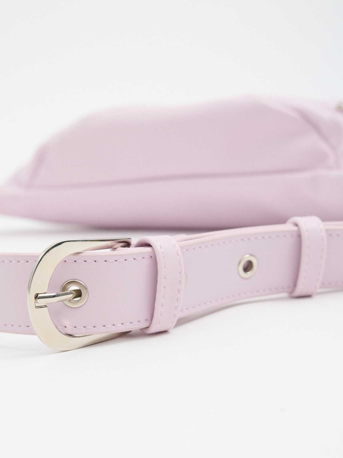Pink faux leather fanny pack light pink detail view