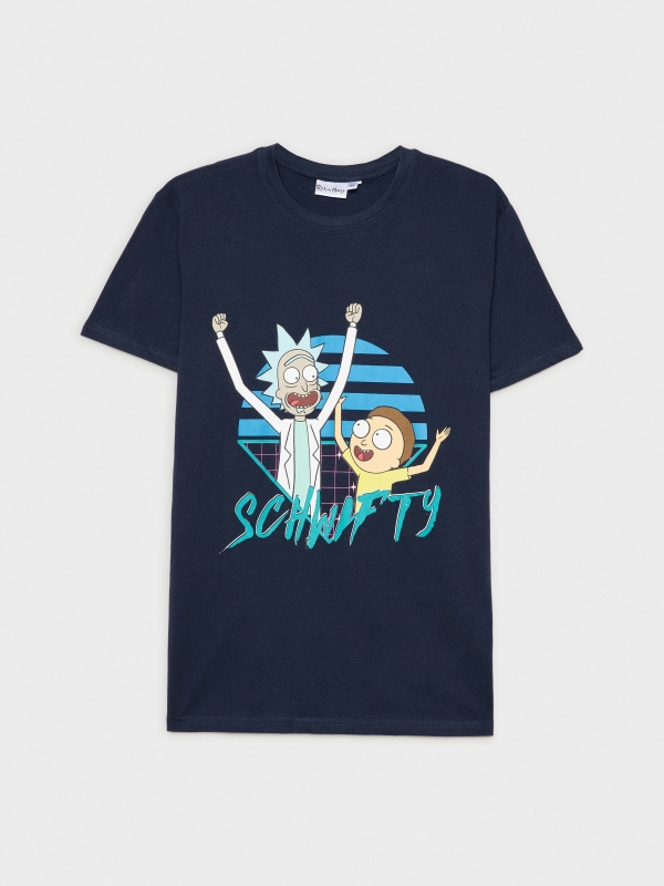  Camiseta com estampa Rick e Morty azul marinho