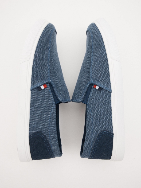 Zapatilla lona azul combinada azul acero vista detalle