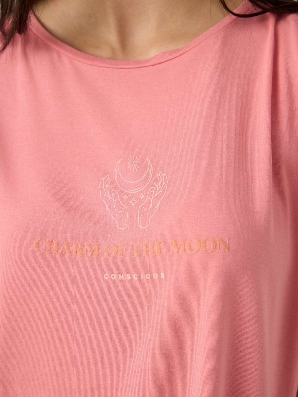 Conjunto pijama canalé rosa vista detalle