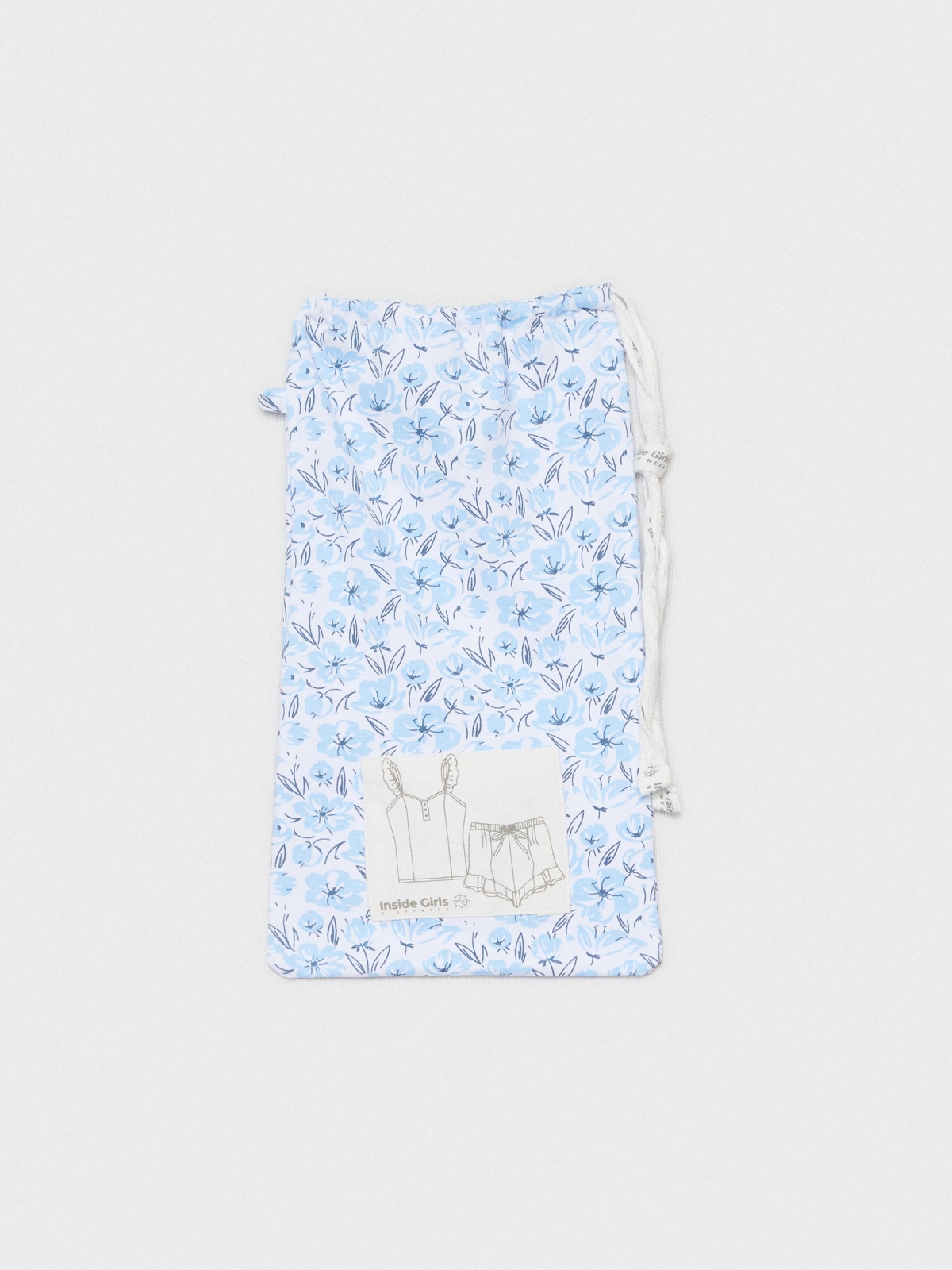 Pijama corto print flores azul/blanco