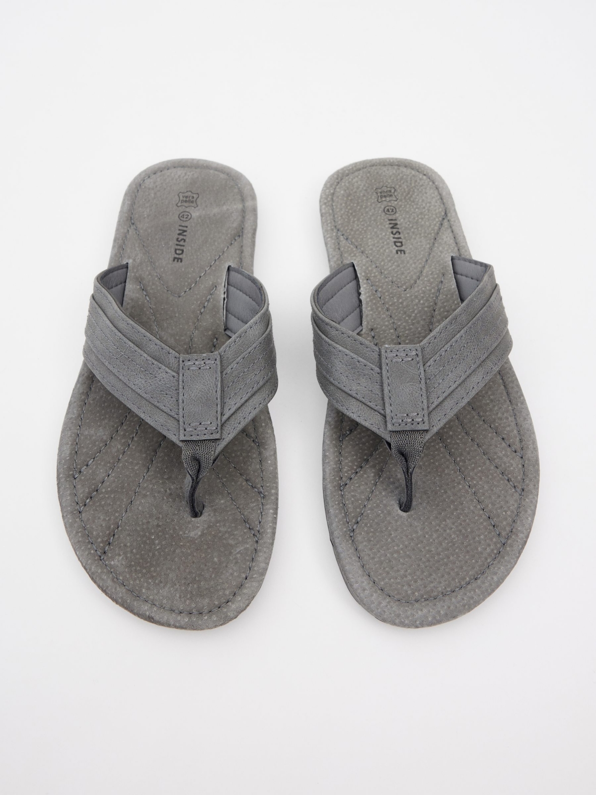 Leather toe sandal grey zenithal view