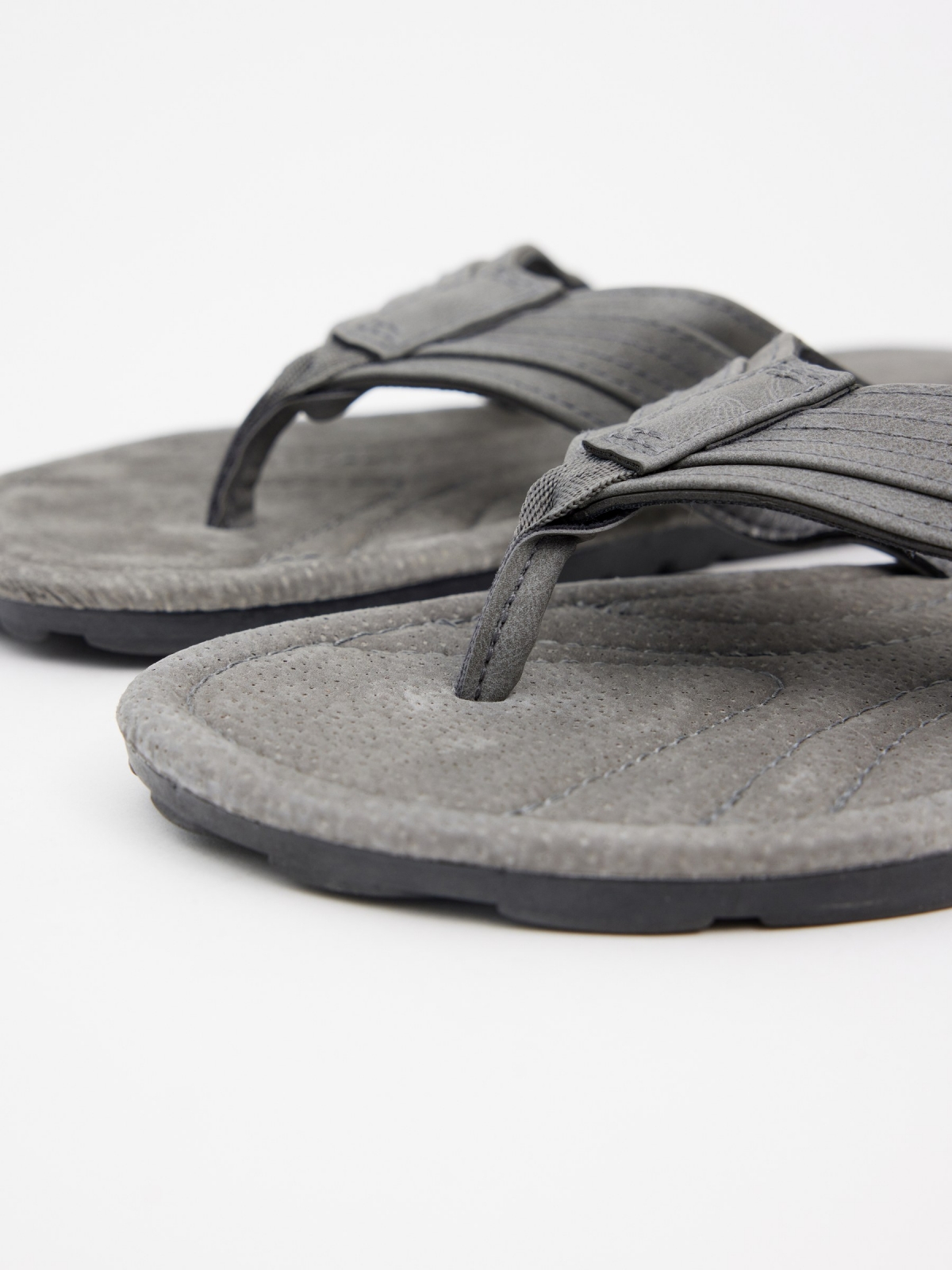 Leather toe sandal grey detail view