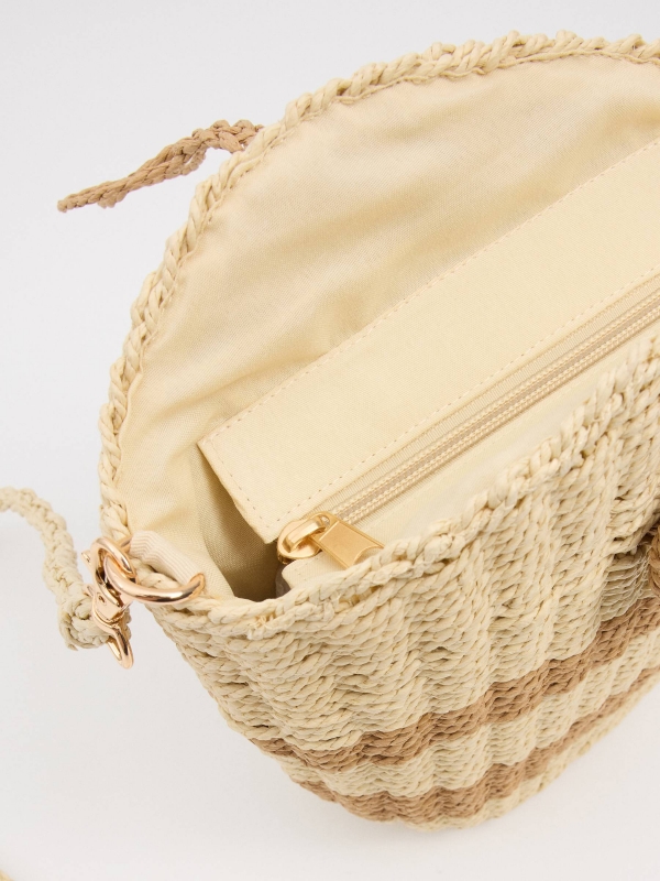 Striped shoulder bag sand detail view