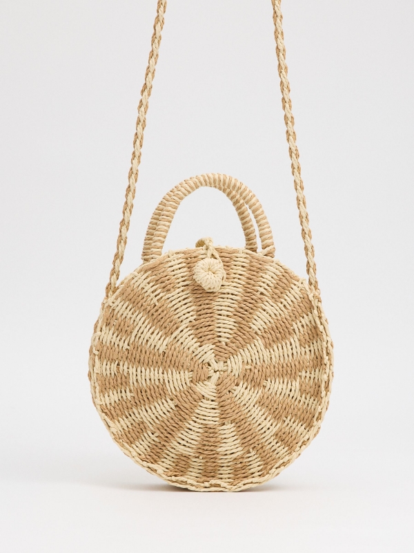 Combined natural round bag beige back view