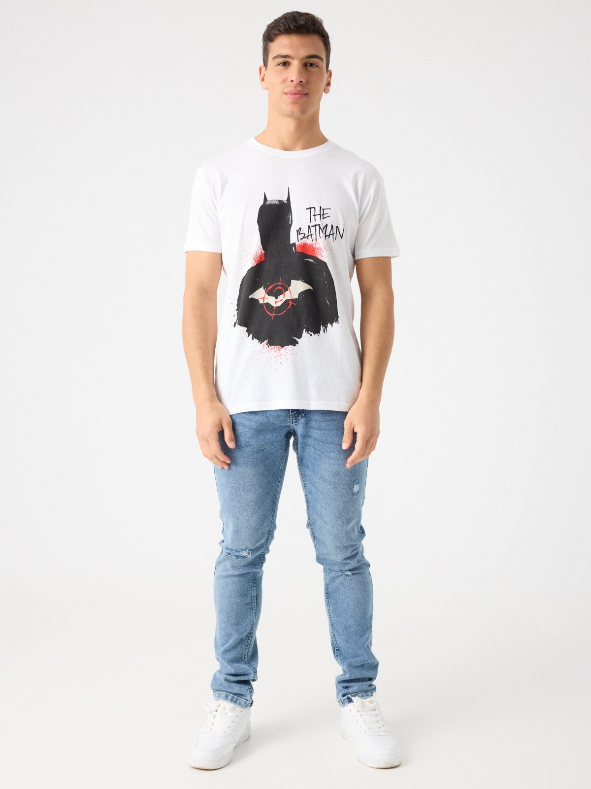 T-shirt do Batman branco vista geral frontal