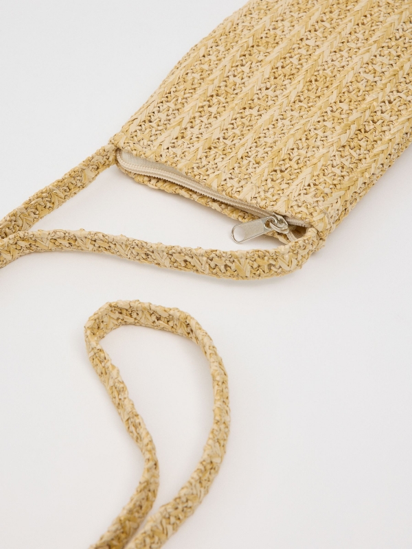 Raffia smartphone bag beige back view