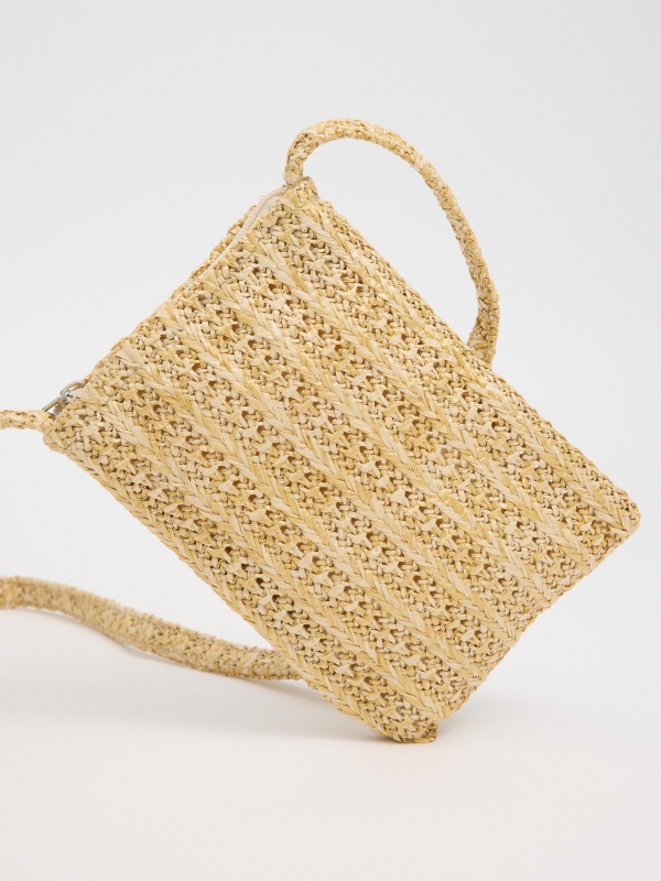 Raffia smartphone bag beige detail view