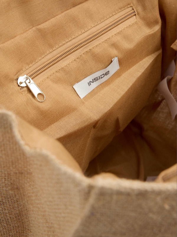 Combination tote bag beige detail view