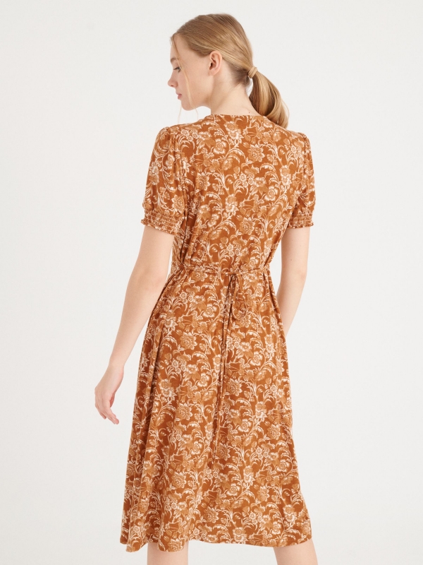 Buttoned midi dress cinnamon middle back view