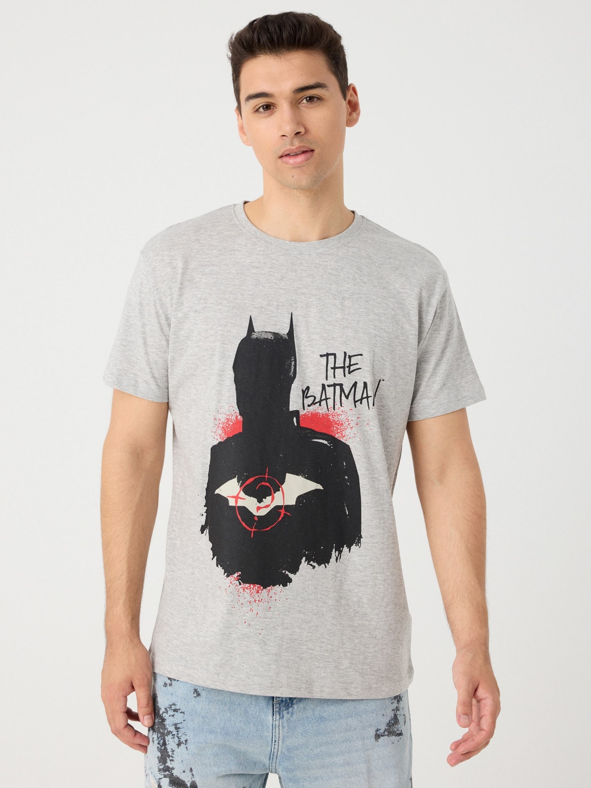 Batman t-shirt grey middle front view