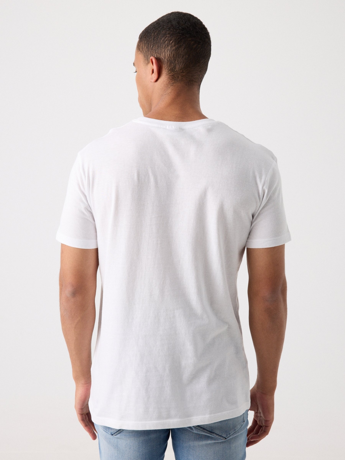 Camiseta estampado pantera negra blanco vista media trasera
