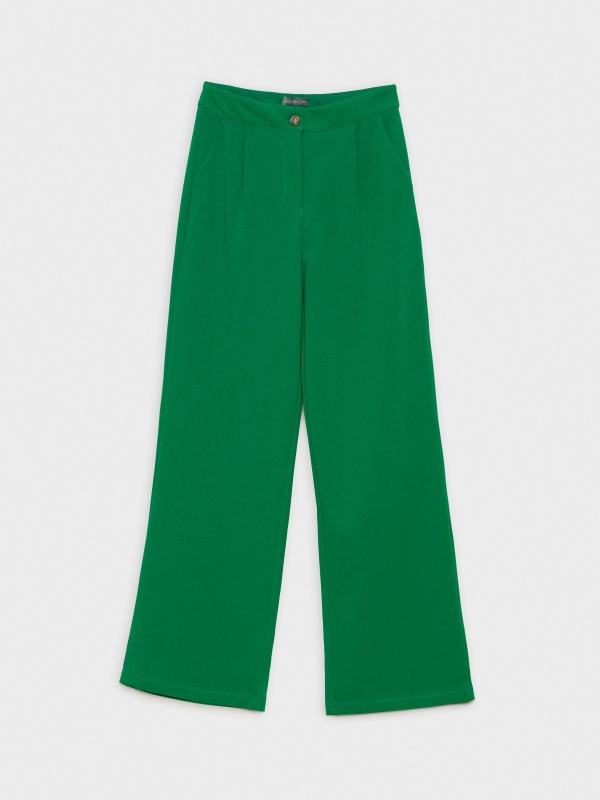  Pantalón básico wide leg verde