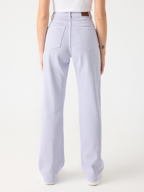 Wide-leg five-pocket jeans lilac middle back view