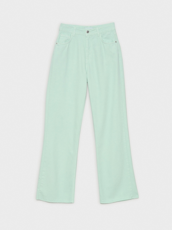  Jeans wide leg cinco bolsillos verde agua