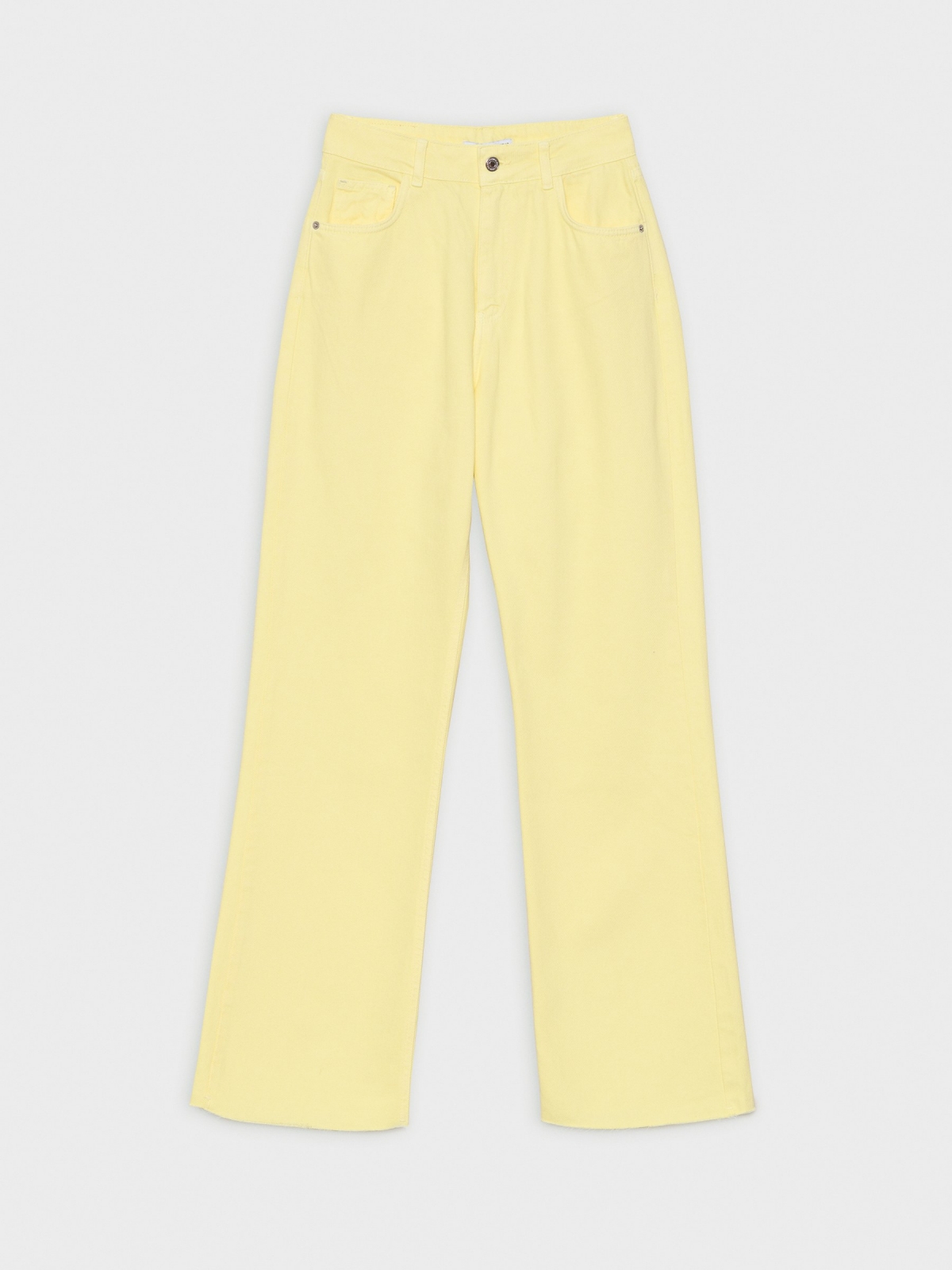  Jeans wide leg cinco bolsillos amarillo claro