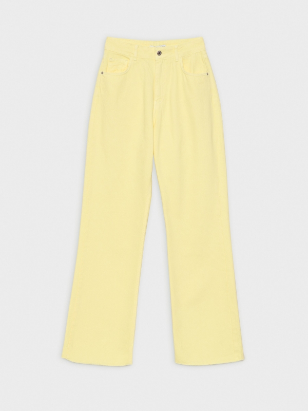  Jeans wide leg cinco bolsillos amarillo claro